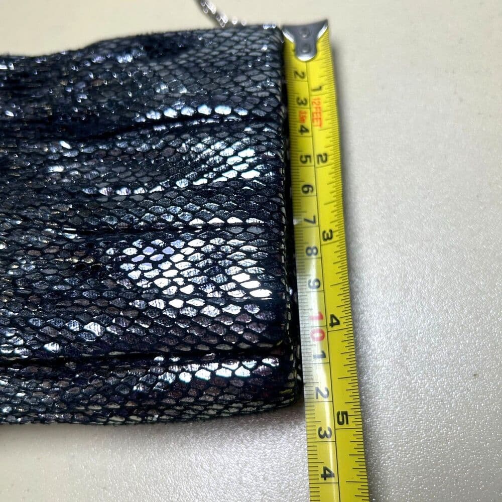 Vtg 90s Jessica McClintock black & silver faux snakeskin clutch shoulder bag - Thumbnail 6