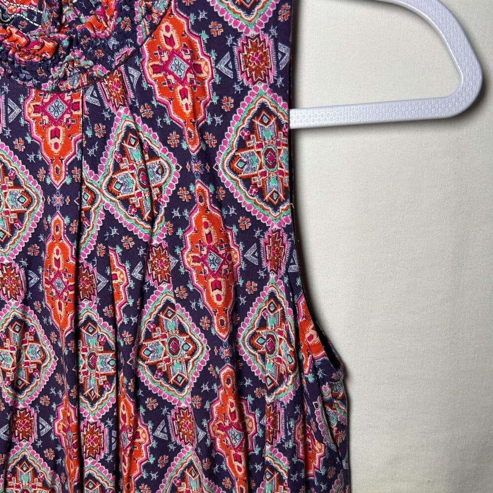 Lots of Love smocked mock turtleneck sleeveless Bohemian dress Medium - Thumbnail 3