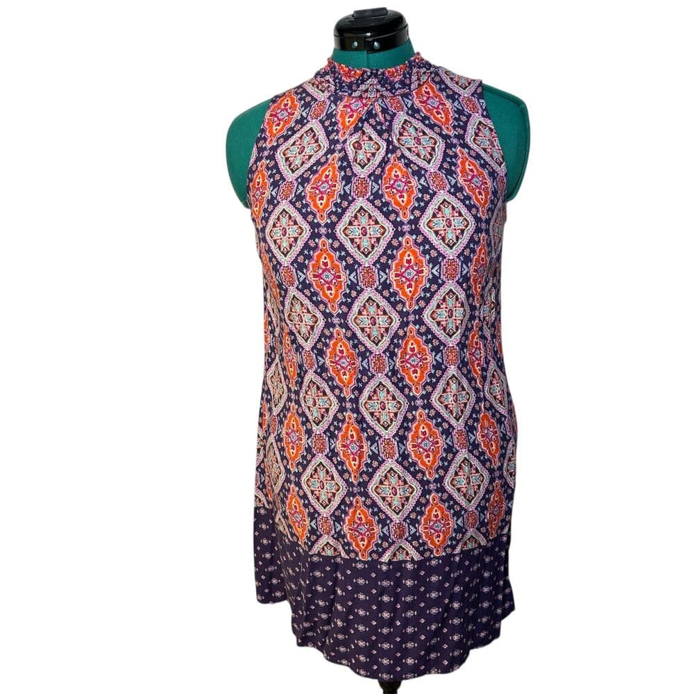 Lots of Love smocked mock turtleneck sleeveless Bohemian dress Medium - Thumbnail 9