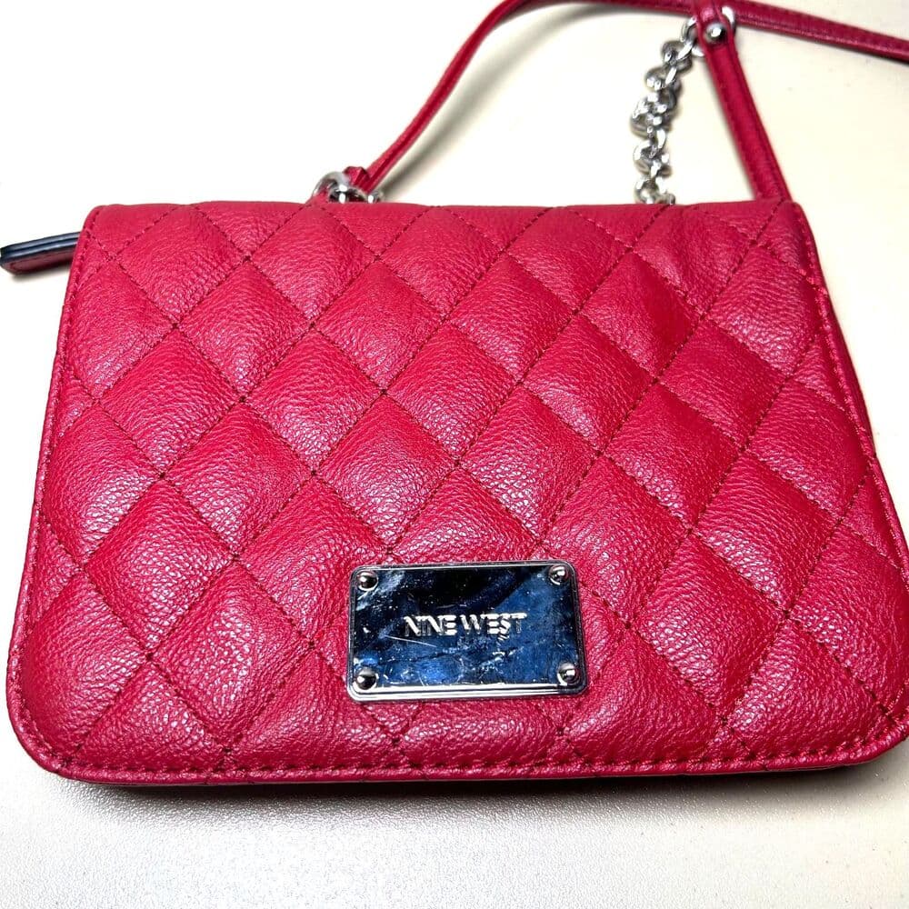 Nine West Ruby Red Crossbody Bag Quilted Design - Thumbnail 6