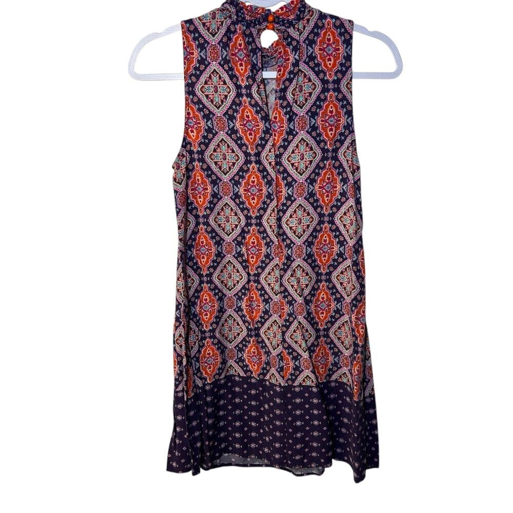 Lots of Love smocked mock turtleneck sleeveless Bohemian dress Medium - Thumbnail 2
