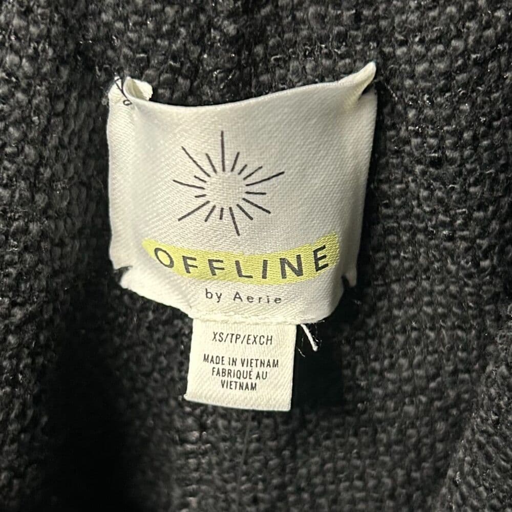 Offline by Aerie Textured Knit Black Joggers XS - Thumbnail 4