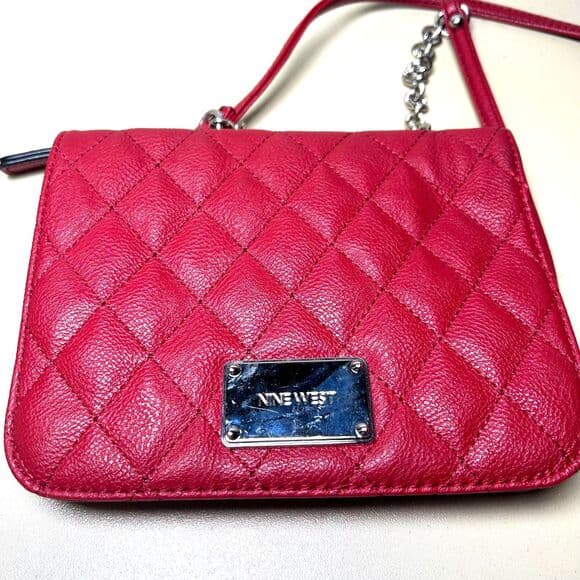 Nine West Ruby Red Crossbody Bag Quilted Design - Thumbnail 7