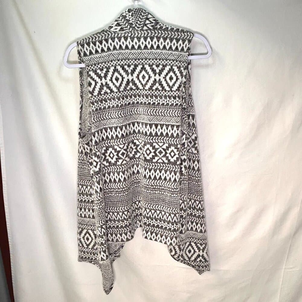 Lime & Chili Black & White Southwestern Pattern Rayon & Polyester Vest Large - Thumbnail 3