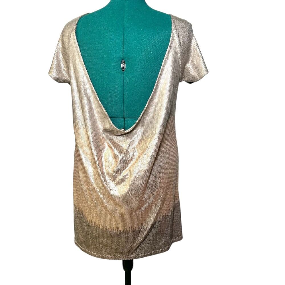 Free People Drenched in Sequins ombré metallic plunge back mini dress - Thumbnail 2