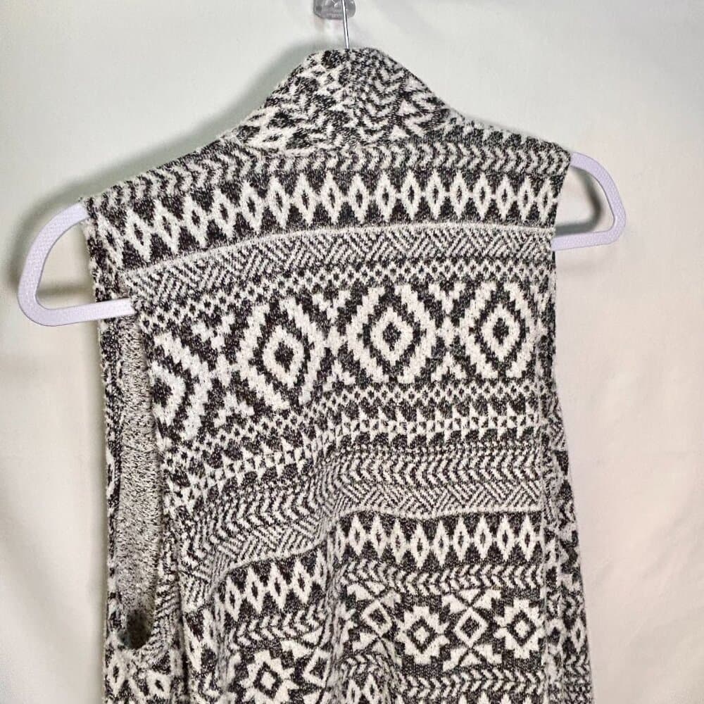 Lime & Chili Black & White Southwestern Pattern Rayon & Polyester Vest Large - Thumbnail 4