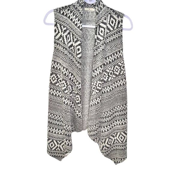 Lime & Chili Black & White Southwestern Pattern Rayon & Polyester Vest Large - Thumbnail 11