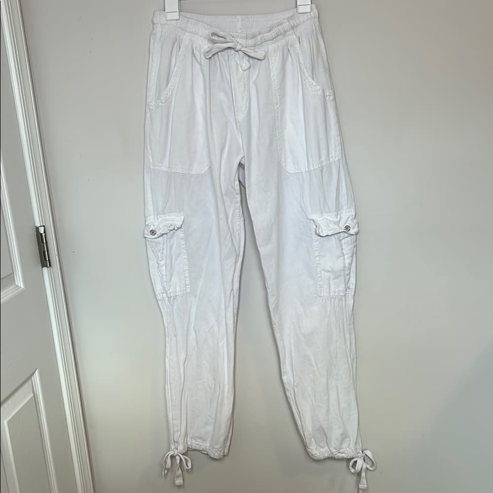 Surfstyle Resort White Cargo Cotton Pants with Ankle Ties L - Thumbnail 9