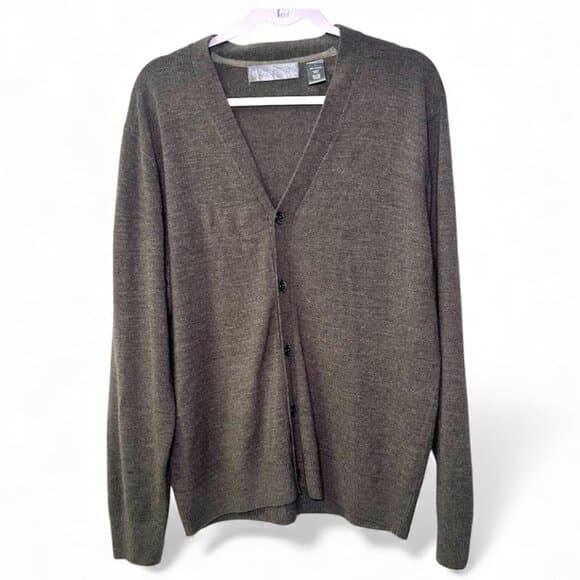 Oscar de la Renta Charcoal Gray Cardigan Grandpa Sweater Size L - Thumbnail 9