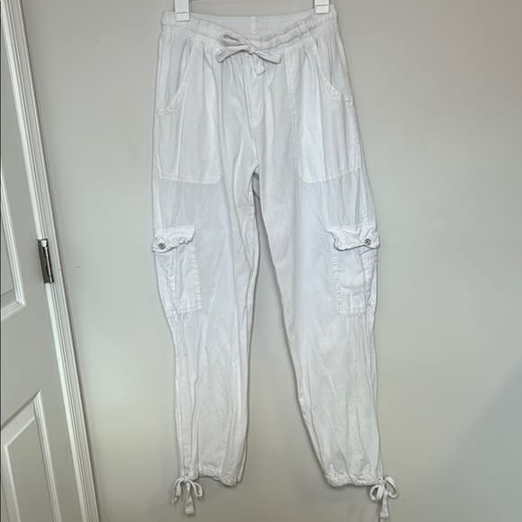 Surfstyle Resort White Cargo Cotton Pants with Ankle Ties L - Thumbnail 10