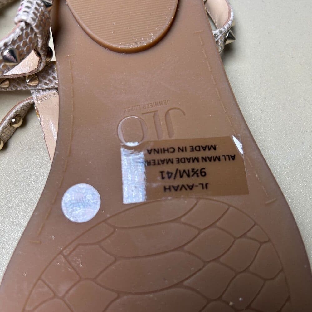 Jennifer Lopez strappy snakeskin sandals featuring studded straps size 9.5 - Thumbnail 6