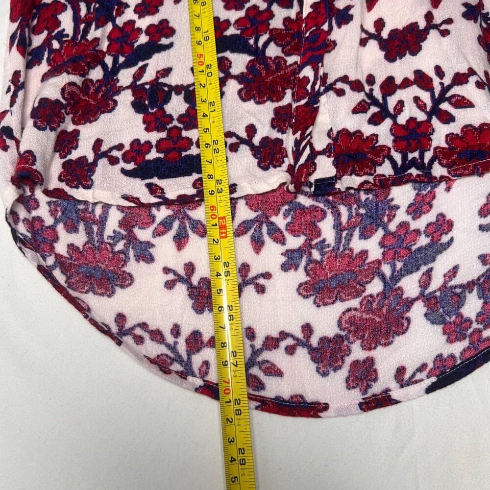 Lucky Brand Red and White Floral Button Front Top Size XS - Thumbnail 8