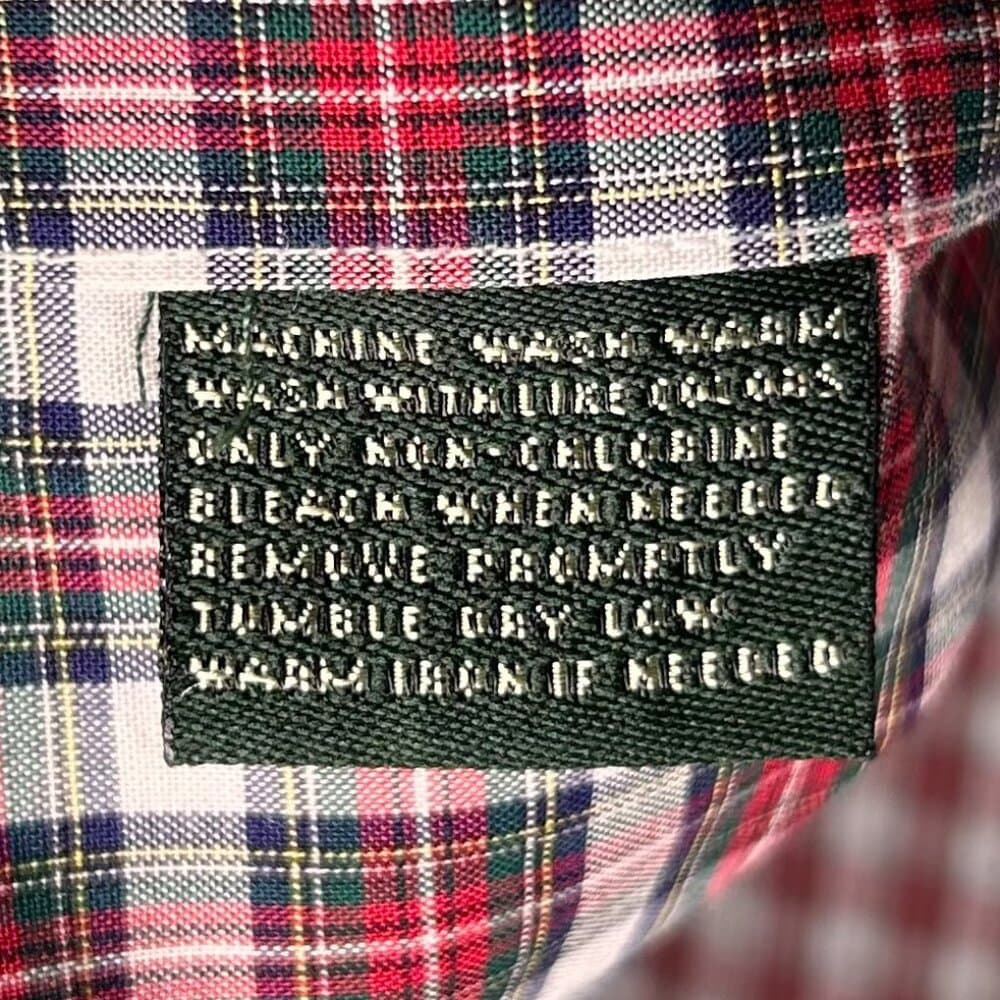 Ralph Lauren Red Green White Plaid Button Down Shirt 17.5 34/35 Holiday - Thumbnail 4