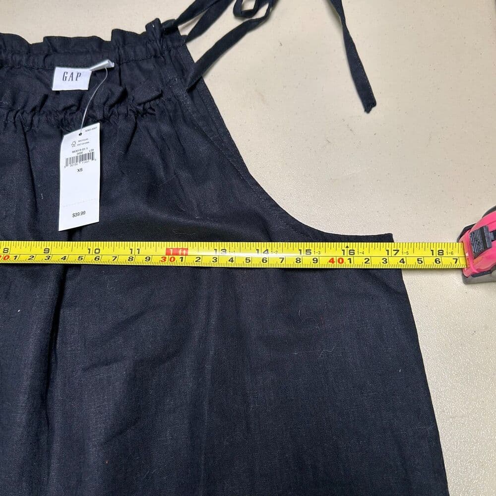 NWT GAP black linen-blend ruffle neck string tie halter top XS - Thumbnail 7