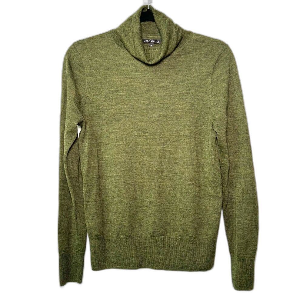 J.Crew Mercantile Olive Green Wool Blend Turtleneck Medium - Thumbnail 8