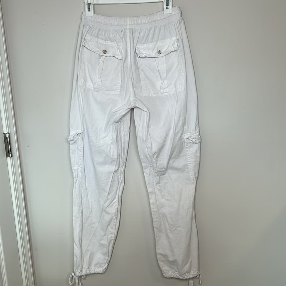 Surfstyle Resort White Cargo Cotton Pants with Ankle Ties L - Thumbnail 4