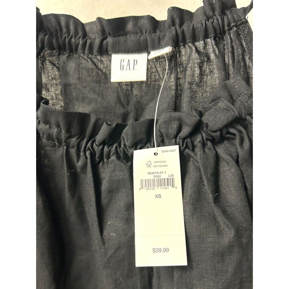 NWT GAP black linen-blend ruffle neck string tie halter top XS - Thumbnail 4