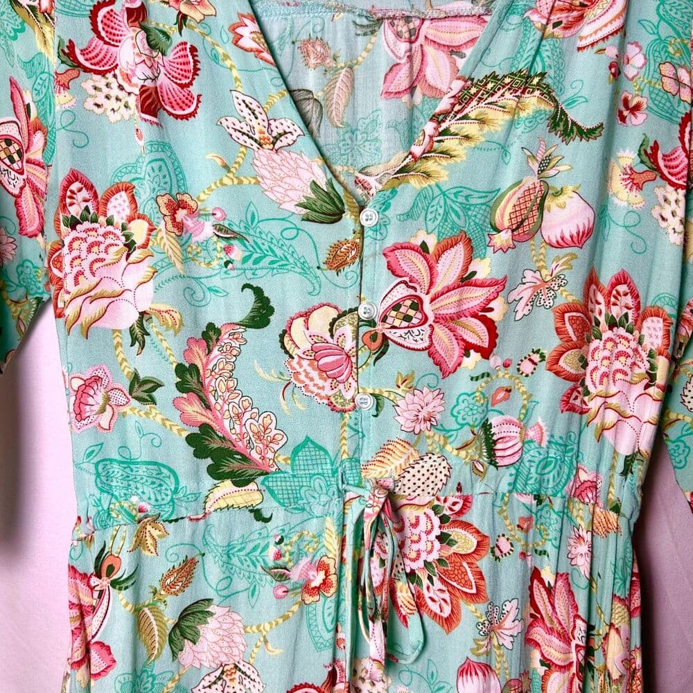 Anthropologie Sunday Mi Amor Floral Tiered Maxi Dress Boho Cottagecore Size XS - Thumbnail 2