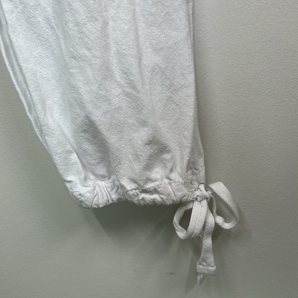 Surfstyle Resort White Cargo Cotton Pants with Ankle Ties L - Thumbnail 3