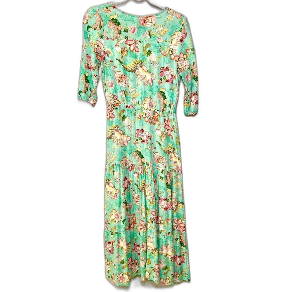 Anthropologie Sunday Mi Amor Floral Tiered Maxi Dress Boho Cottagecore Size XS