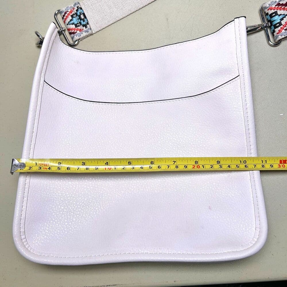Coco & Carmen Cream Vegan Leather purse w/ embroidered adjustable strap - Thumbnail 2