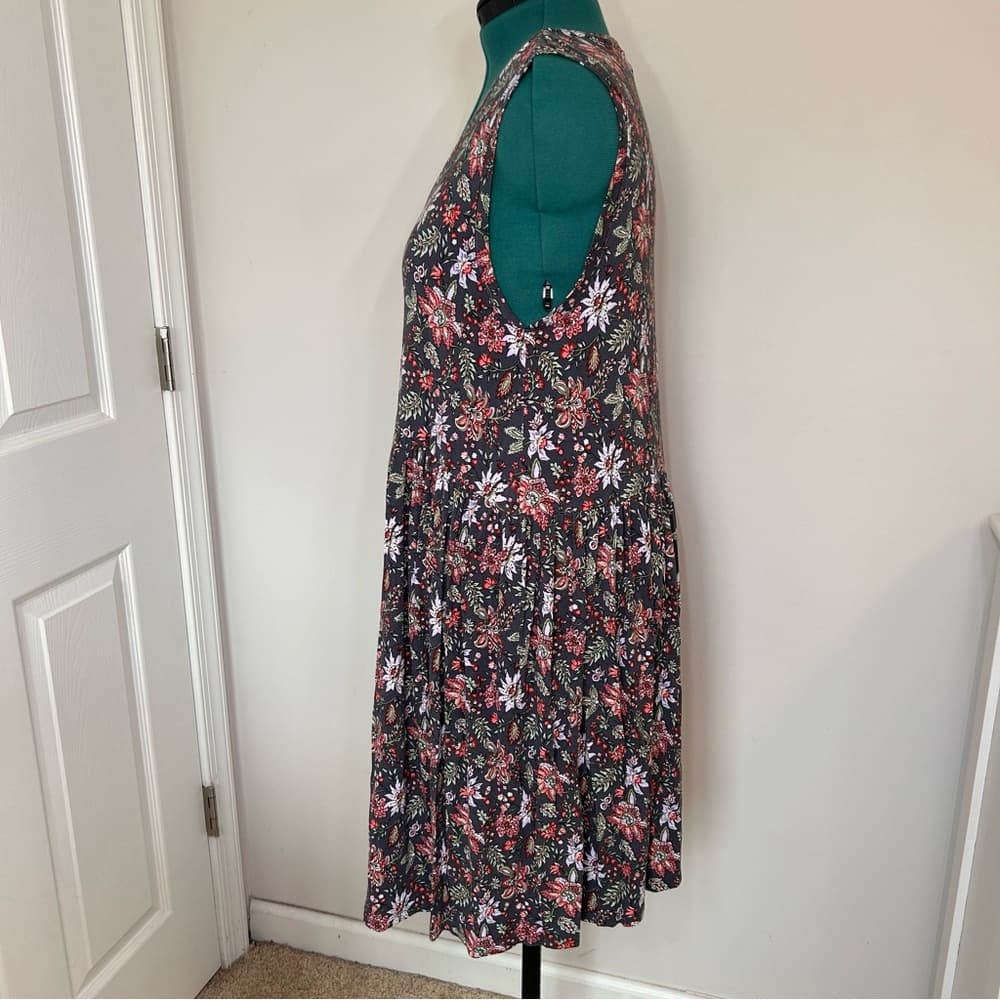 Ann Taylor Loft Sleeveless Floral V-Neck Dress Large - Thumbnail 3