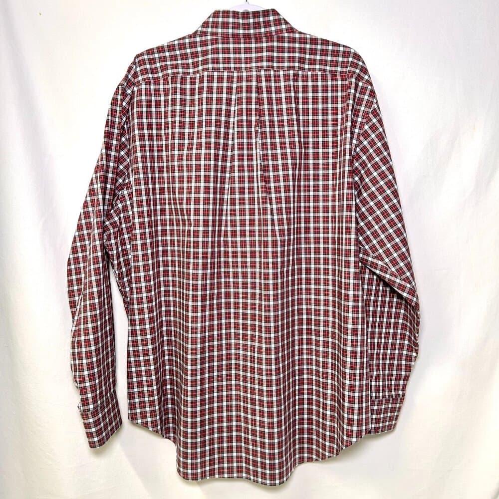 Ralph Lauren Red Green White Plaid Button Down Shirt 17.5 34/35 Holiday - Thumbnail 3