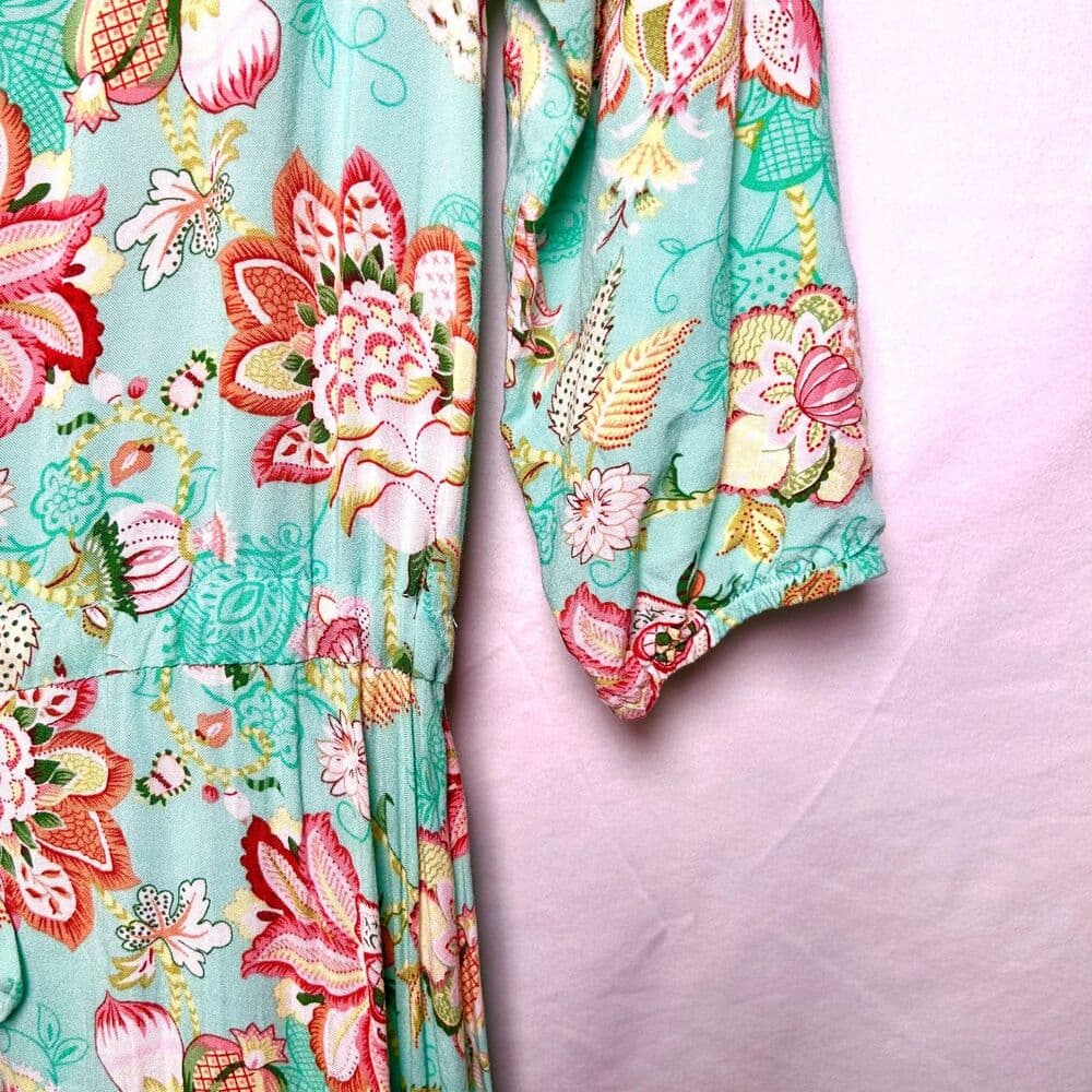 Anthropologie Sunday Mi Amor Floral Tiered Maxi Dress Boho Cottagecore Size XS - Thumbnail 4