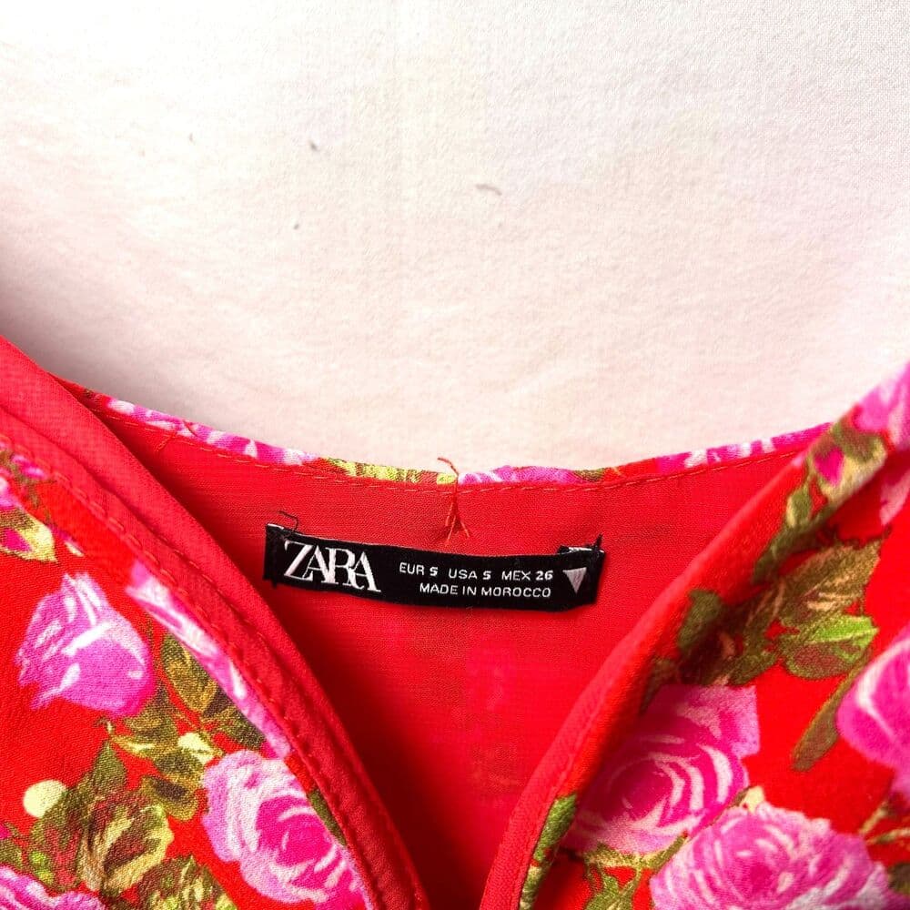 Zara floral long-sleeve crop top sweetheart neckline Coquette Small - Thumbnail 3
