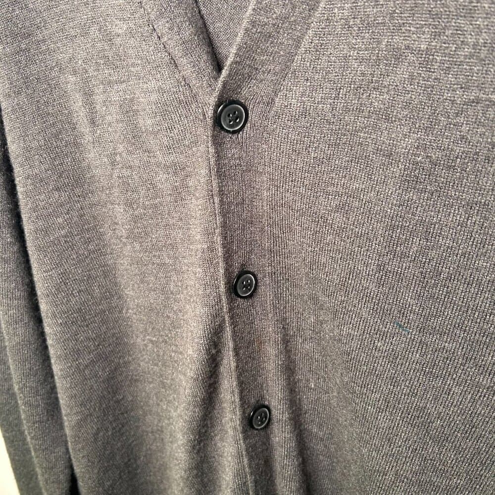 Oscar de la Renta Charcoal Gray Cardigan Grandpa Sweater Size L - Thumbnail 2