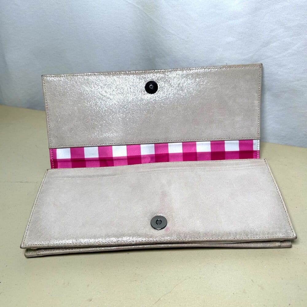 Betsey Johnson Envelope Clutch with Floral Detail Neutral Shimmer - Thumbnail 5