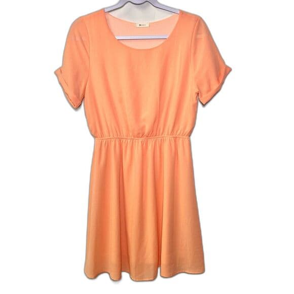 Everly peach elastic waist short-sleeved dress size M feminine - Thumbnail 9