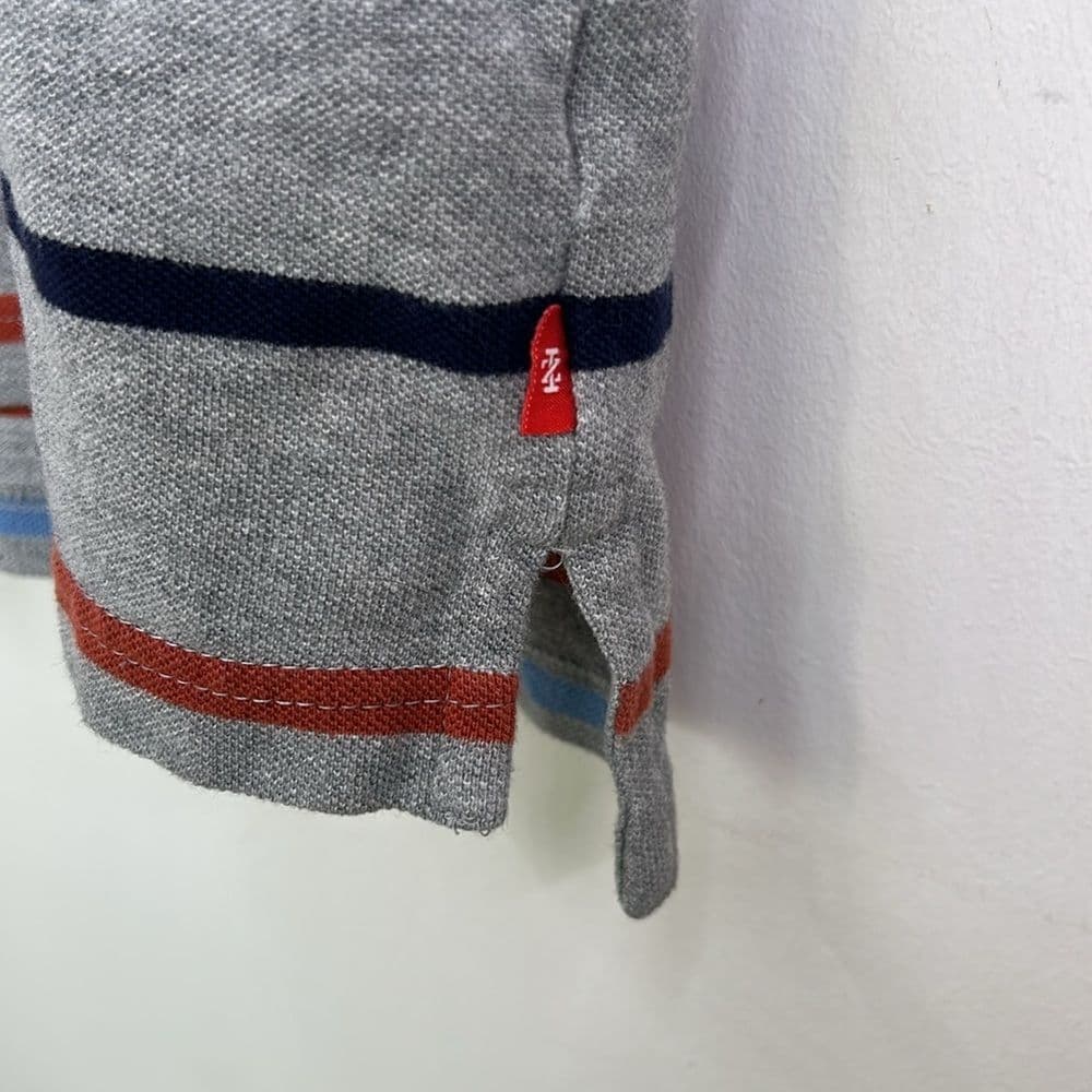 Izod Men's Gray Striped Polo Shirt Size M - Thumbnail 3