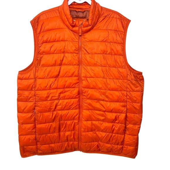 Old Navy Men's Orange Puffer Vest Size XXL - Thumbnail 9
