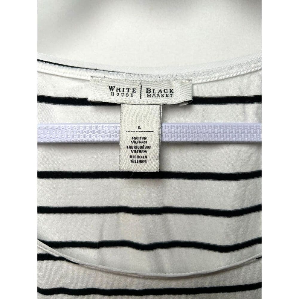 White House Black Market striped mid-sleeve boatneck t-shirt Large - Thumbnail 4