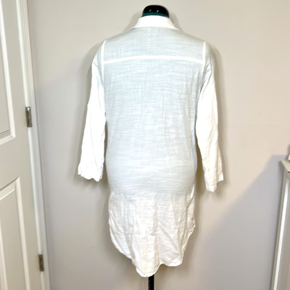 Surfstyle Resort White Cotton Linen Shirt Beach Cover Up Size L - Thumbnail 2