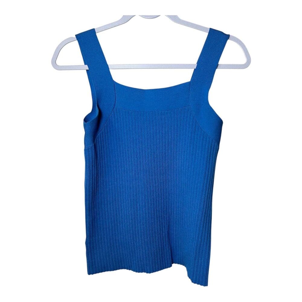 Ann Taylor vibrant blue ribbed square neck sweater tank top Small Petite - Thumbnail 2