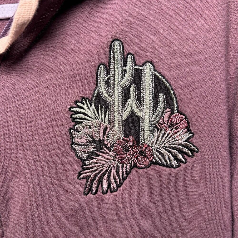 Victoria's Secret PINK small cropped full-zip mauve hoodie cactus patch sequins - Thumbnail 4