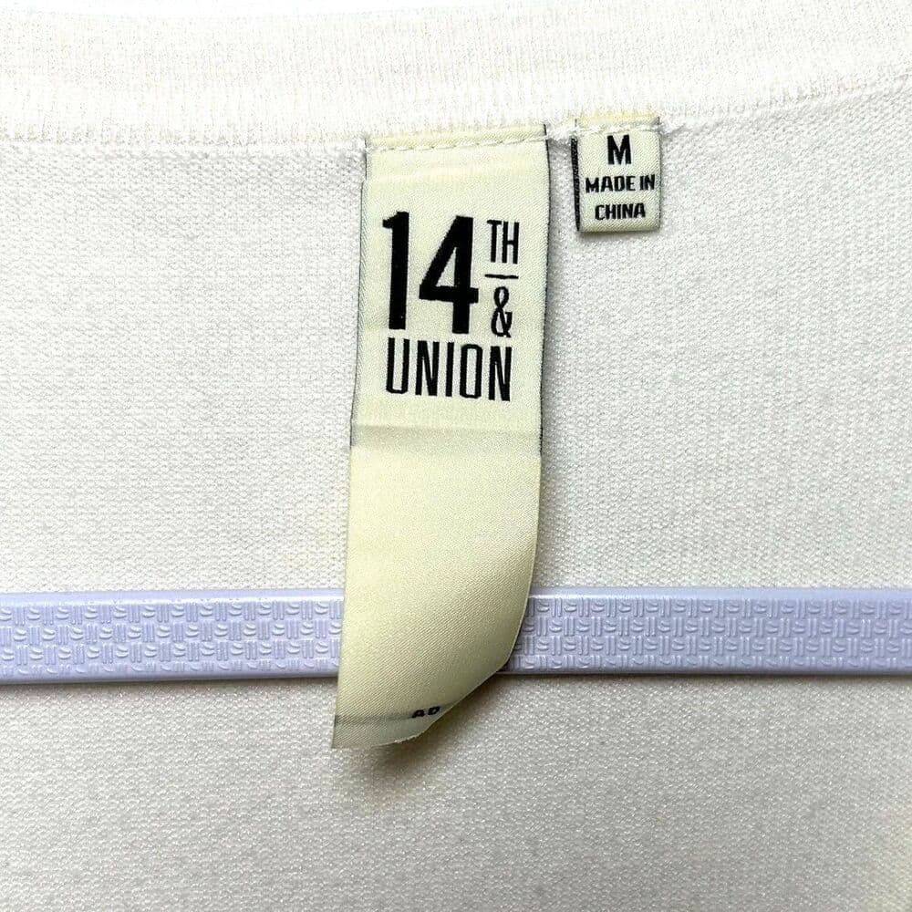 14th & Union cream knit button up 3/4 sleeve cardigan Medium - Thumbnail 5