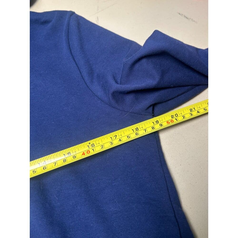 J. Crew blue pullover hooded sweatshirt with rainbow stitching Small - Thumbnail 5
