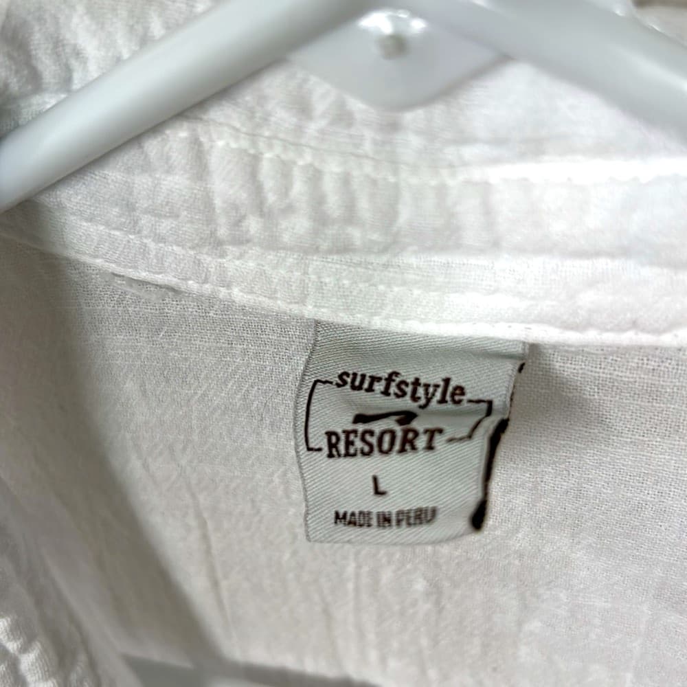 Surfstyle Resort White Cotton Linen Shirt Beach Cover Up Size L - Thumbnail 5