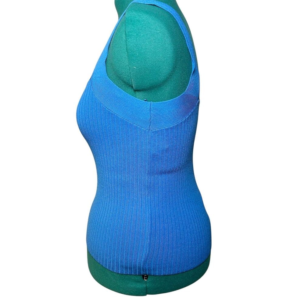 Ann Taylor vibrant blue ribbed square neck sweater tank top Small Petite