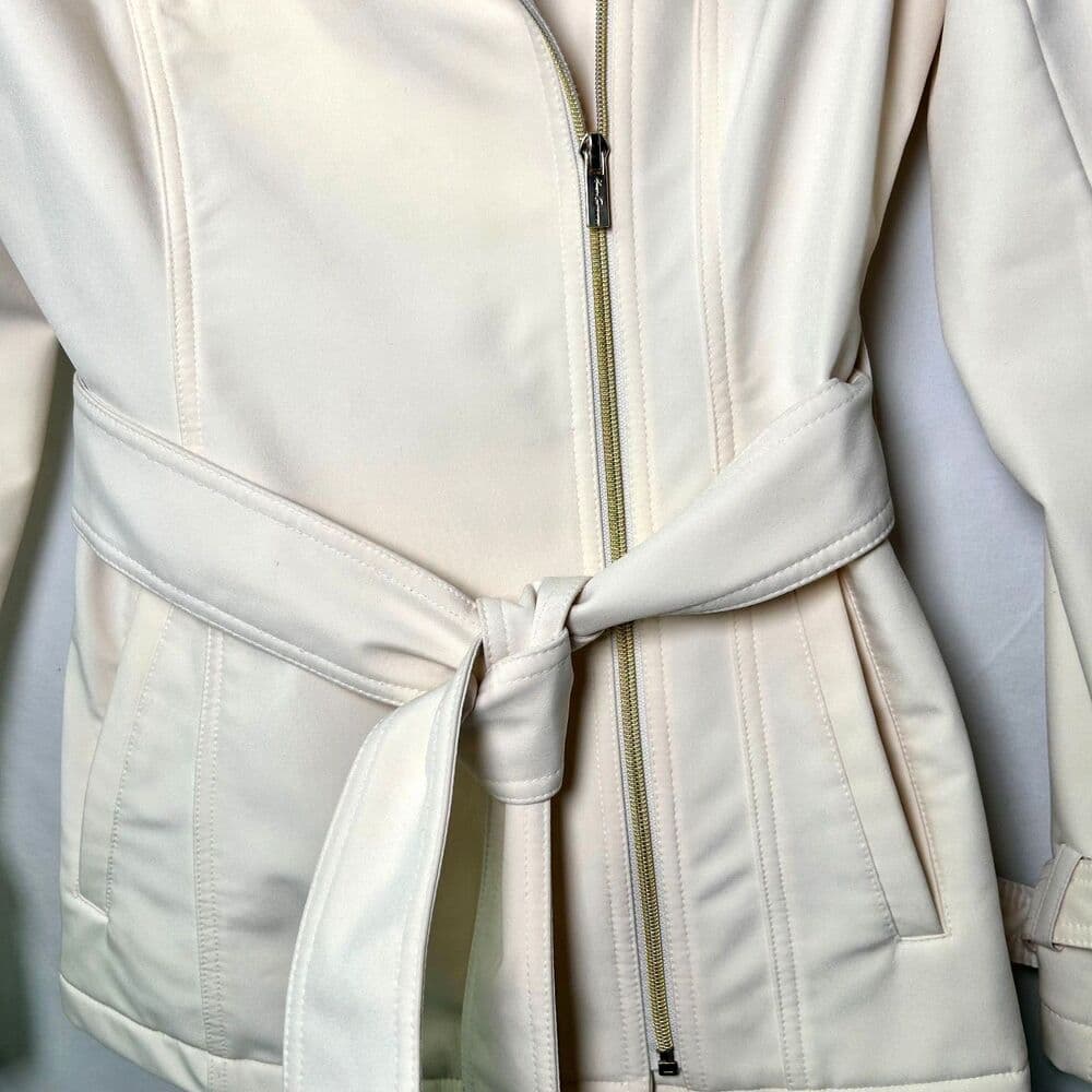 Kenneth Cole Reaction off-white belted Scandi Girl jacket asymmetrical zip XS - Thumbnail 6