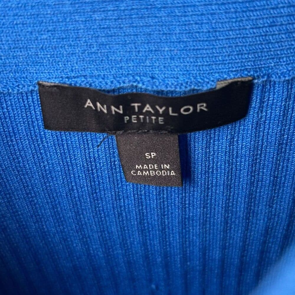 Ann Taylor vibrant blue ribbed square neck sweater tank top Small Petite - Thumbnail 4