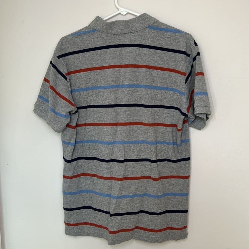 Izod Men's Gray Striped Polo Shirt Size M - Thumbnail 4