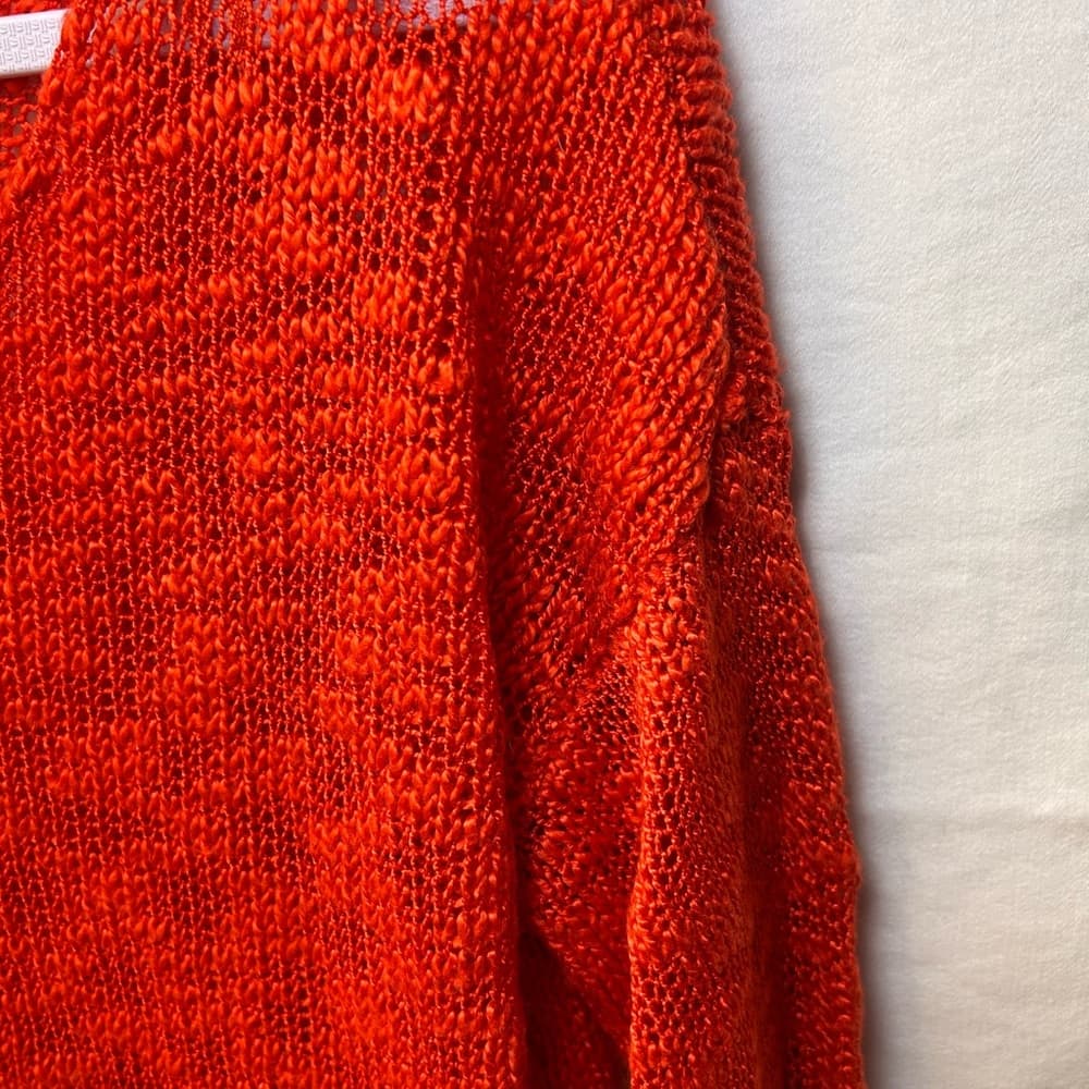 RDI Burnt Orange Sheer V-Neck Sweater Large - Thumbnail 3