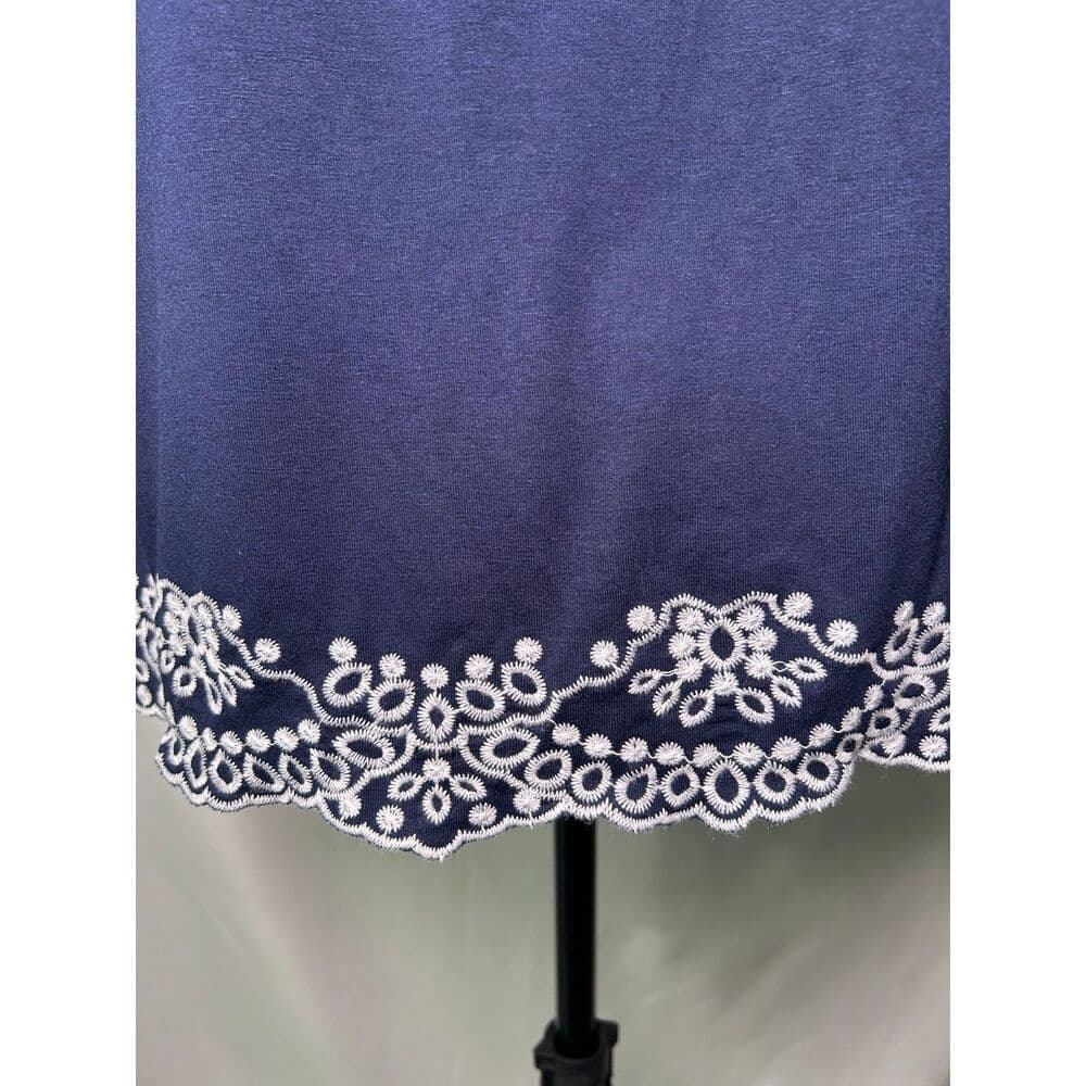 NWT Adrianna Papell navy blue embroidered boho off-shoulder top Small - Thumbnail 3