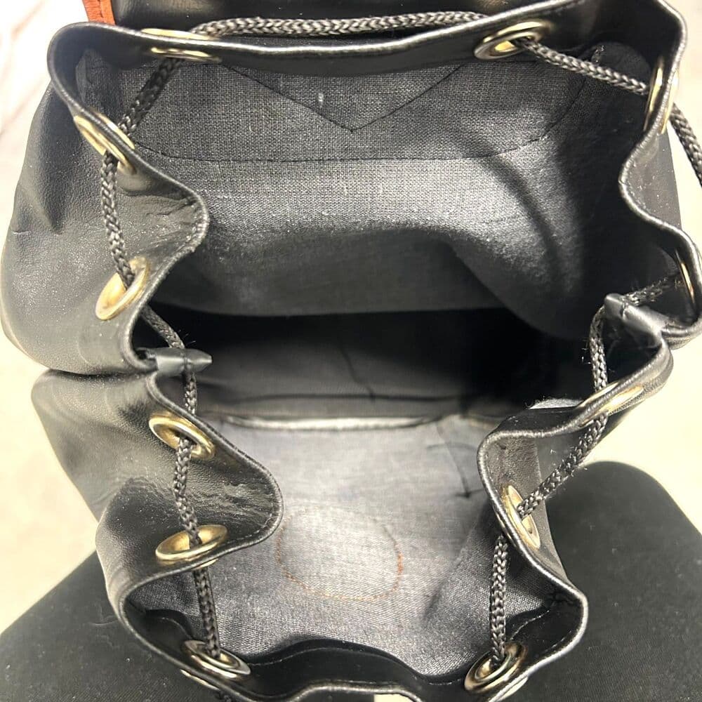 Nas Bag Black & Cognac faux leather Y2K mini backpack purse - Thumbnail 4