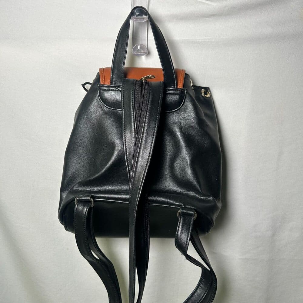 Nas Bag Black & Cognac faux leather Y2K mini backpack purse - Thumbnail 7
