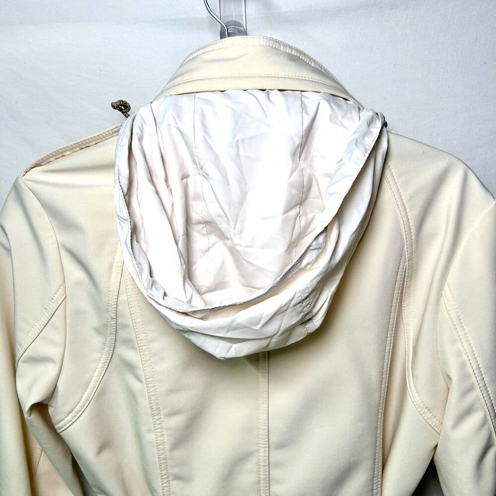Kenneth Cole Reaction off-white belted Scandi Girl jacket asymmetrical zip XS - Thumbnail 7